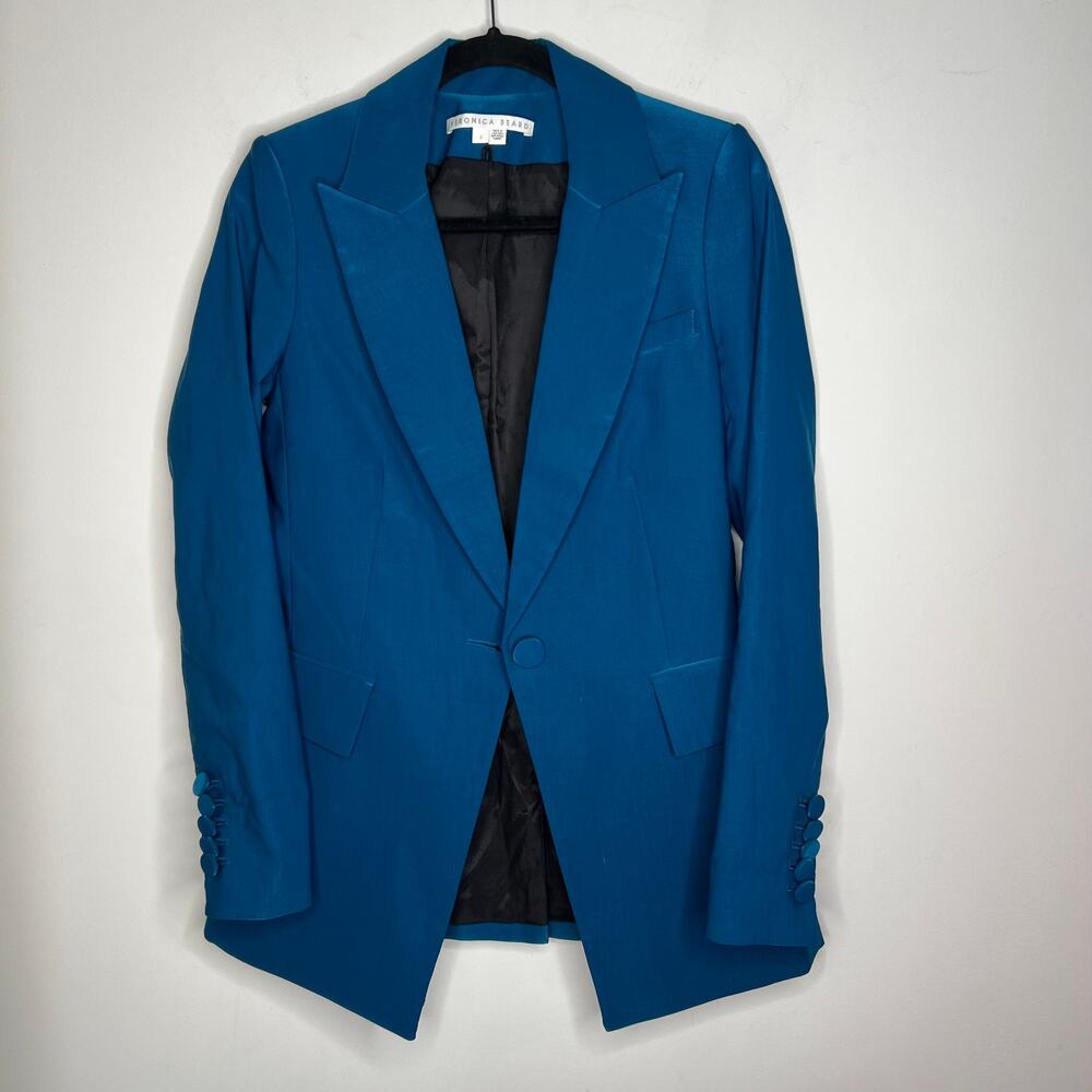 Veronica Beard Long and Lean Blue Hourglass Blazer Jacket Size 2 - Picture 3 of 11